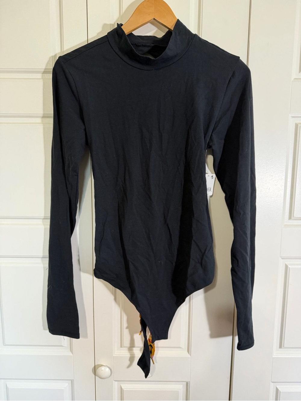 Free People Black Long-Sleeve Mock Neck Bodysuit
